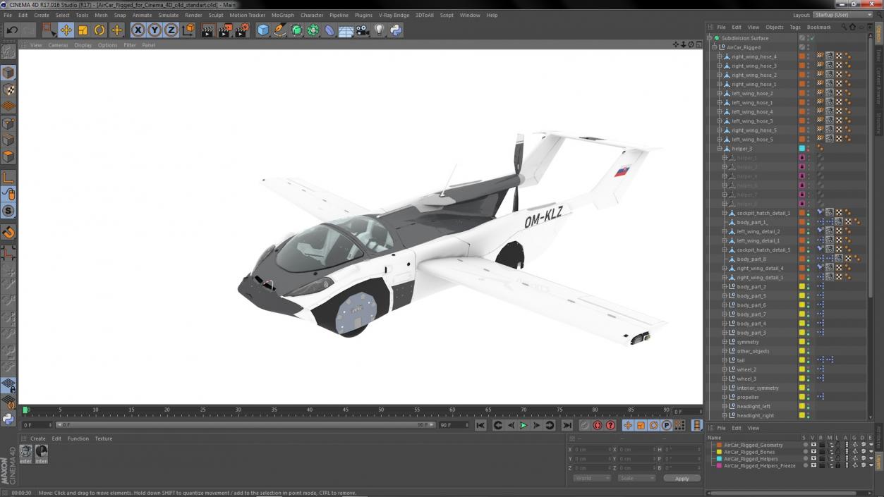 AirCar Rigged for Cinema 4D 3D