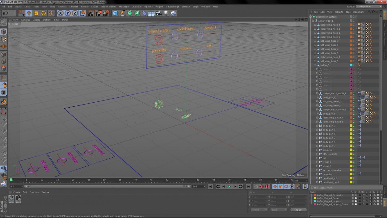 AirCar Rigged for Cinema 4D 3D