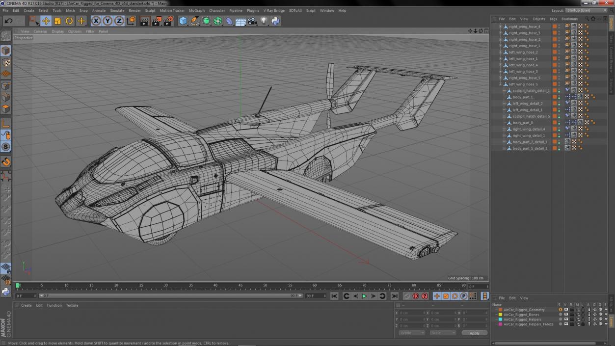 AirCar Rigged for Cinema 4D 3D