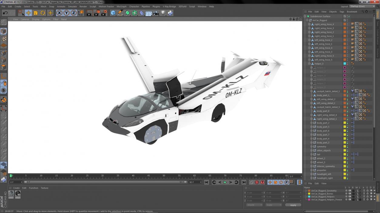 AirCar Rigged for Cinema 4D 3D