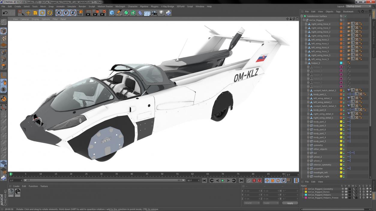 AirCar Rigged for Cinema 4D 3D