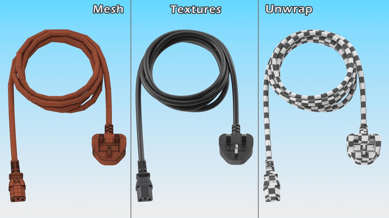 3D PC Power Cord English