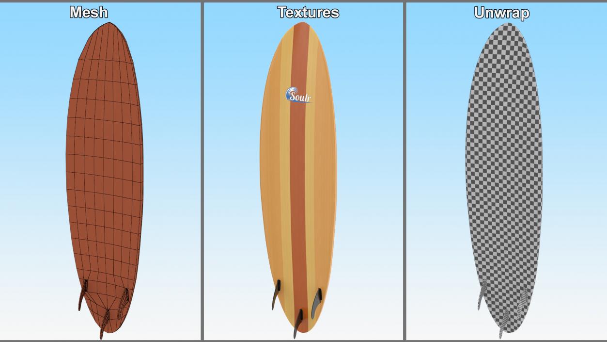 3D model Hybrid Funboard Surfboard