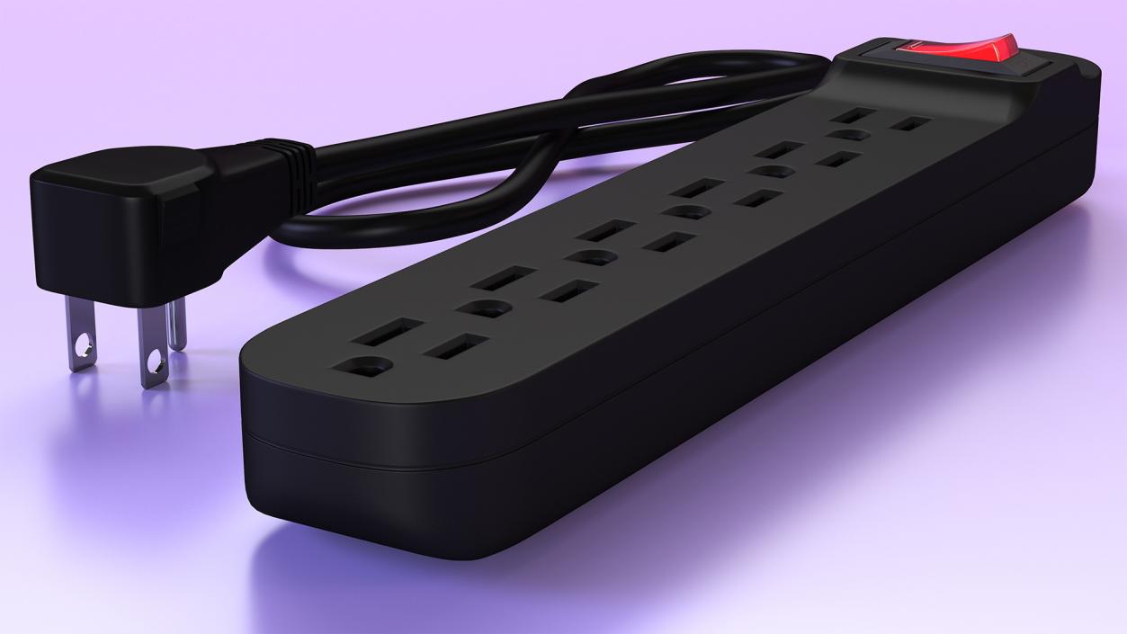 Power Strip 6 US Sockets 3D model