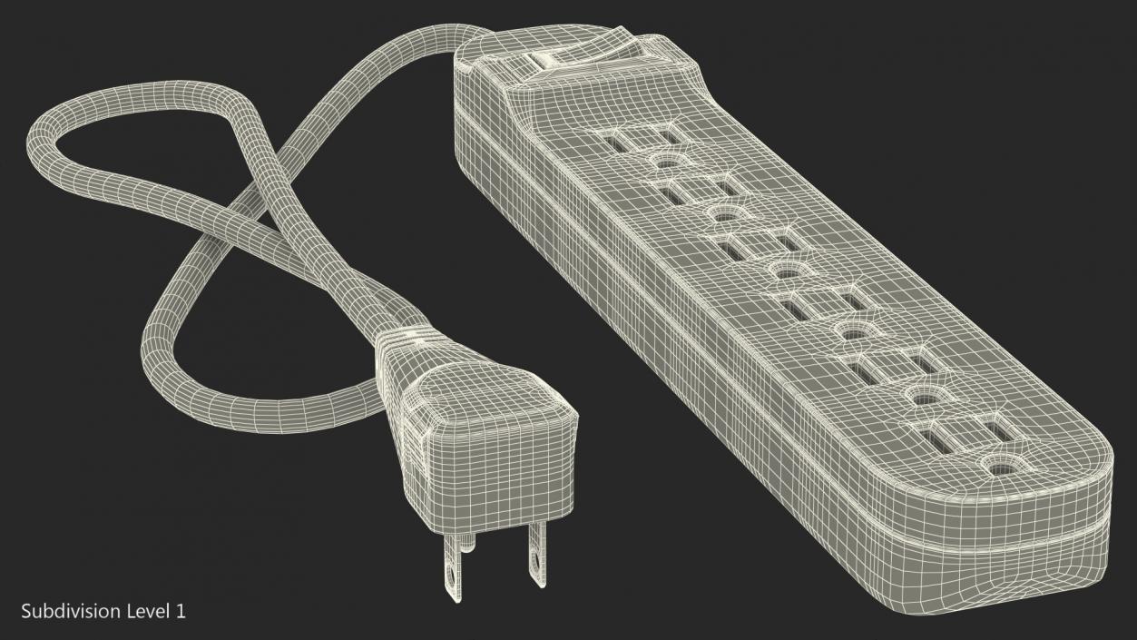 Power Strip 6 US Sockets 3D model