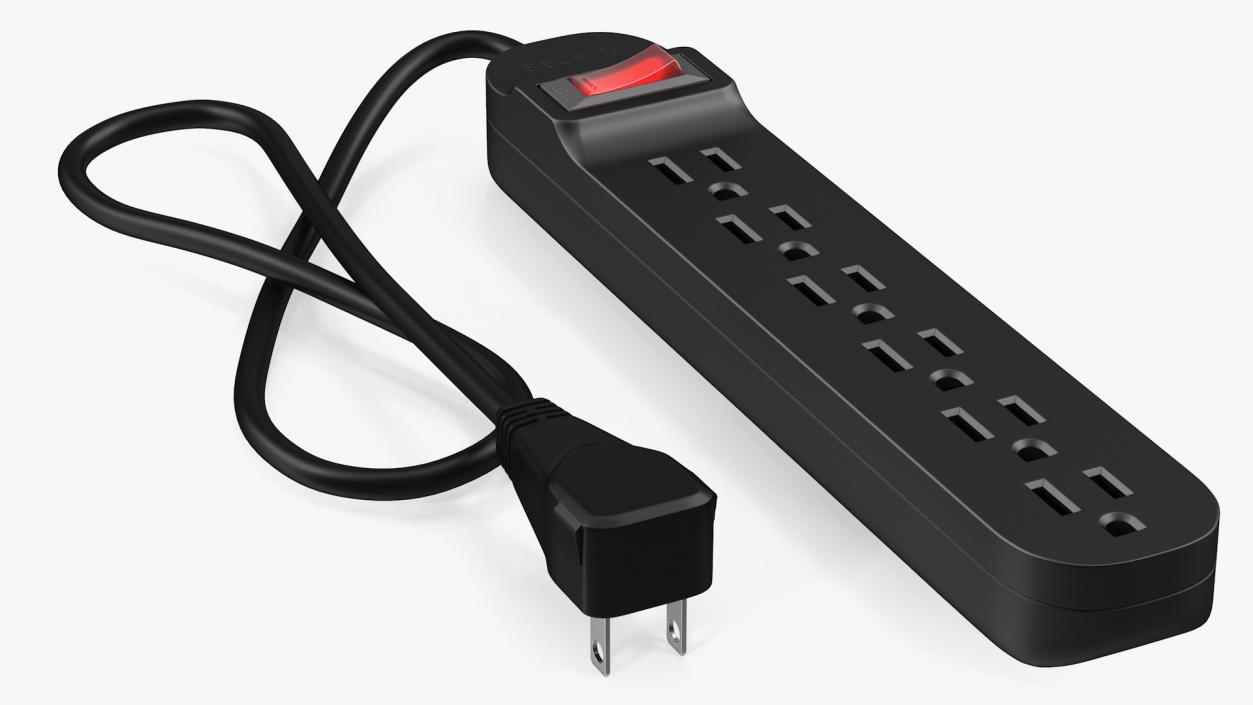 Power Strip 6 US Sockets 3D model