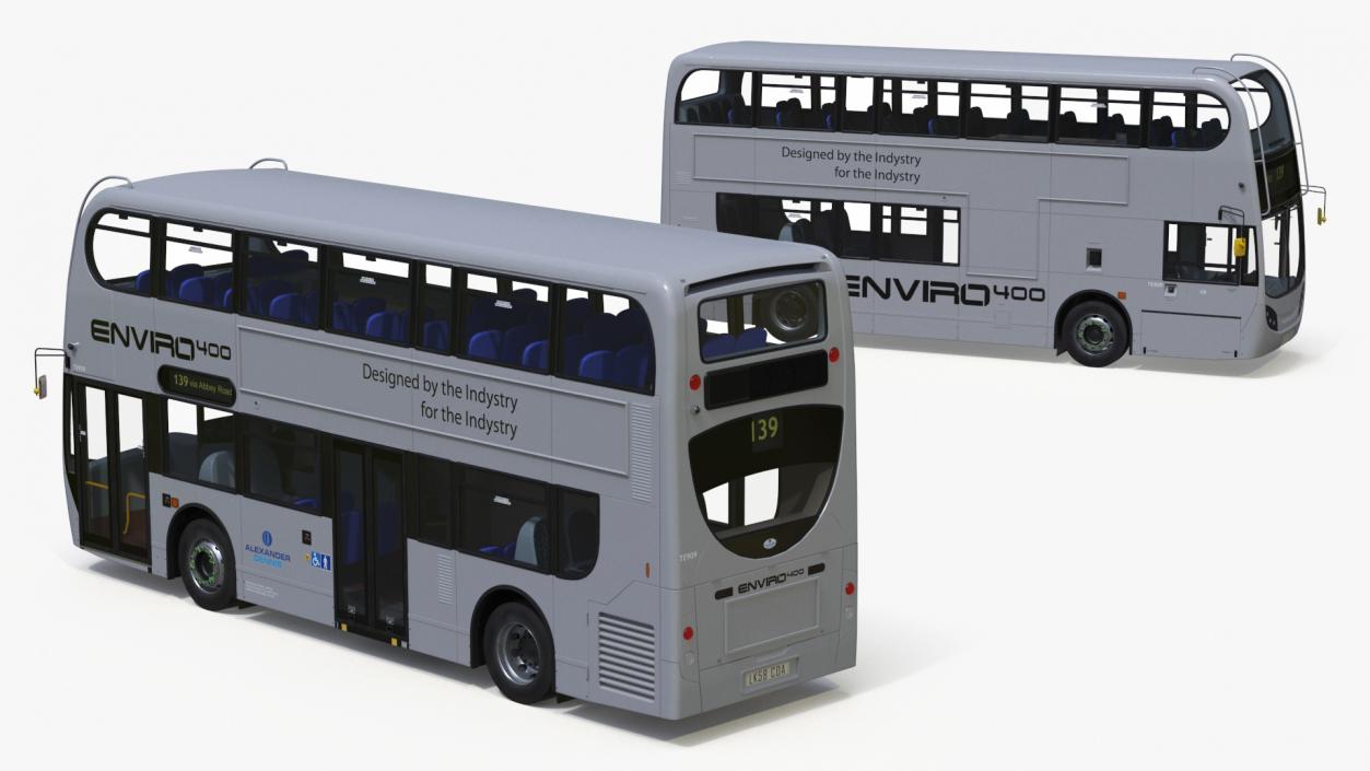 3D Enviro400 Double Decker Bus Simple Interior model