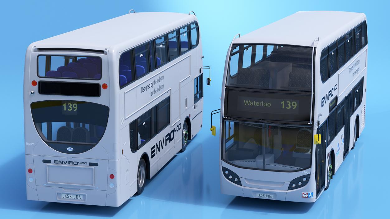 3D Enviro400 Double Decker Bus Simple Interior model