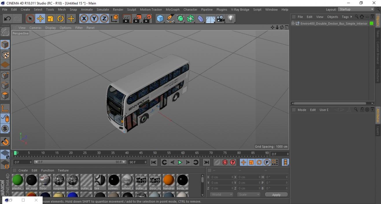 3D Enviro400 Double Decker Bus Simple Interior model