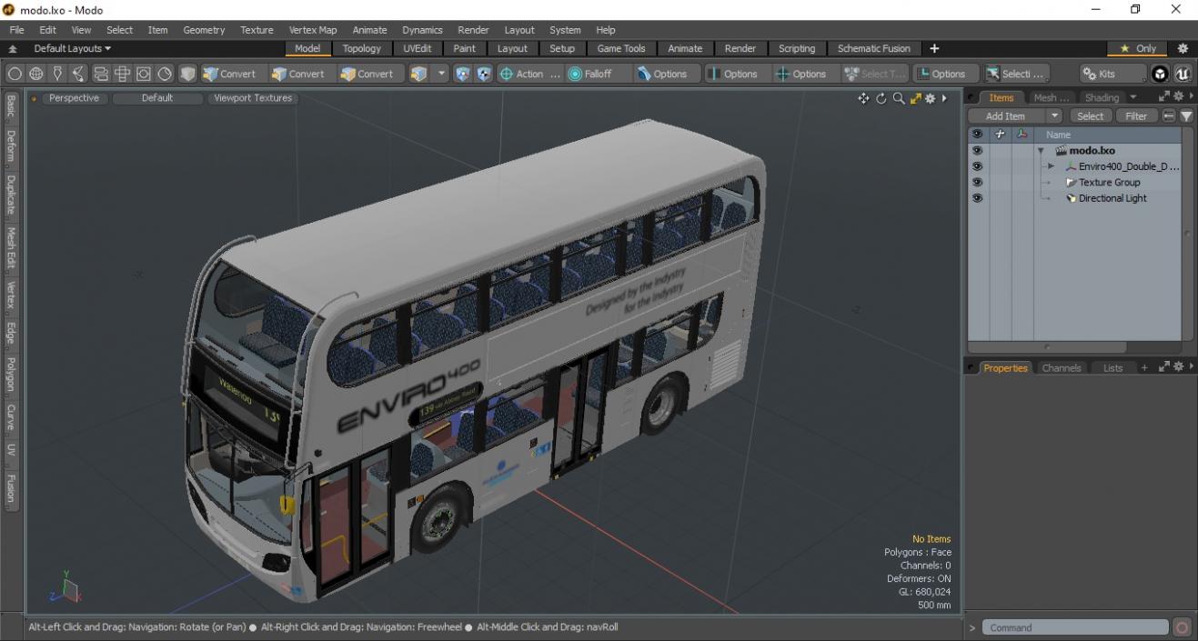 3D Enviro400 Double Decker Bus Simple Interior model