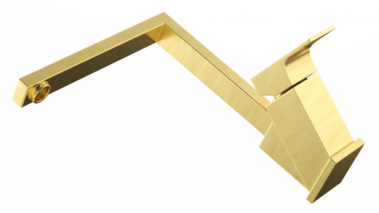 Angular Single Lever Kitchen Mixer Tap Brass 3D model