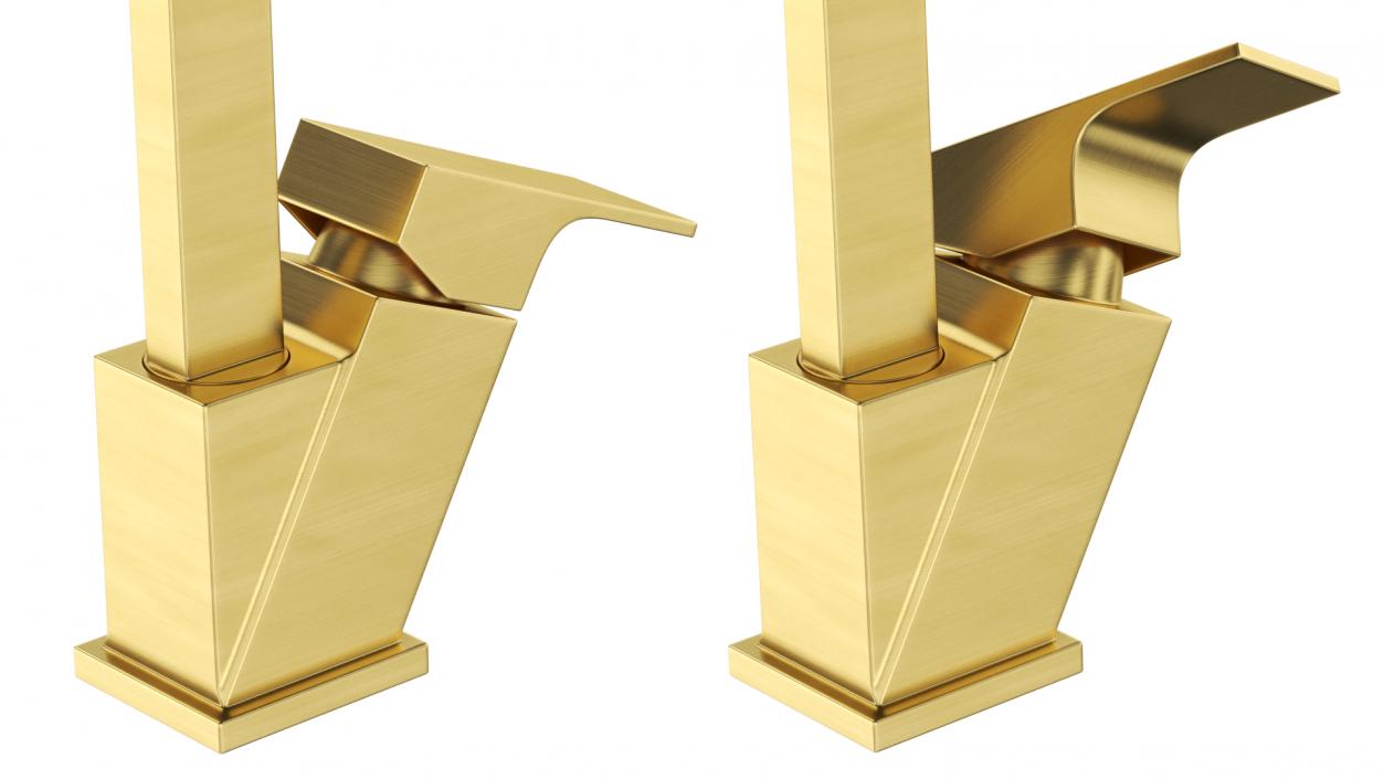 Angular Single Lever Kitchen Mixer Tap Brass 3D model