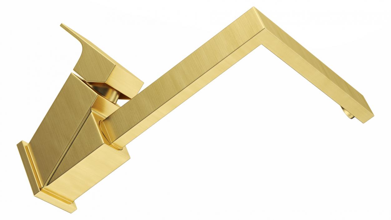 Angular Single Lever Kitchen Mixer Tap Brass 3D model