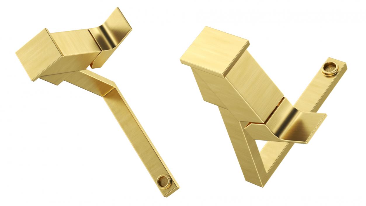 Angular Single Lever Kitchen Mixer Tap Brass 3D model