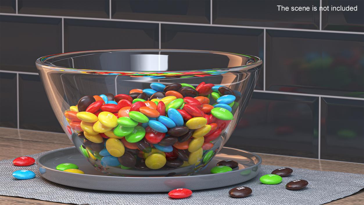 M and Ms Candies in Bowl 3D model