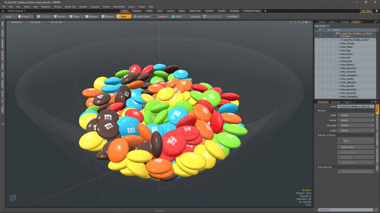 M and Ms Candies in Bowl 3D model