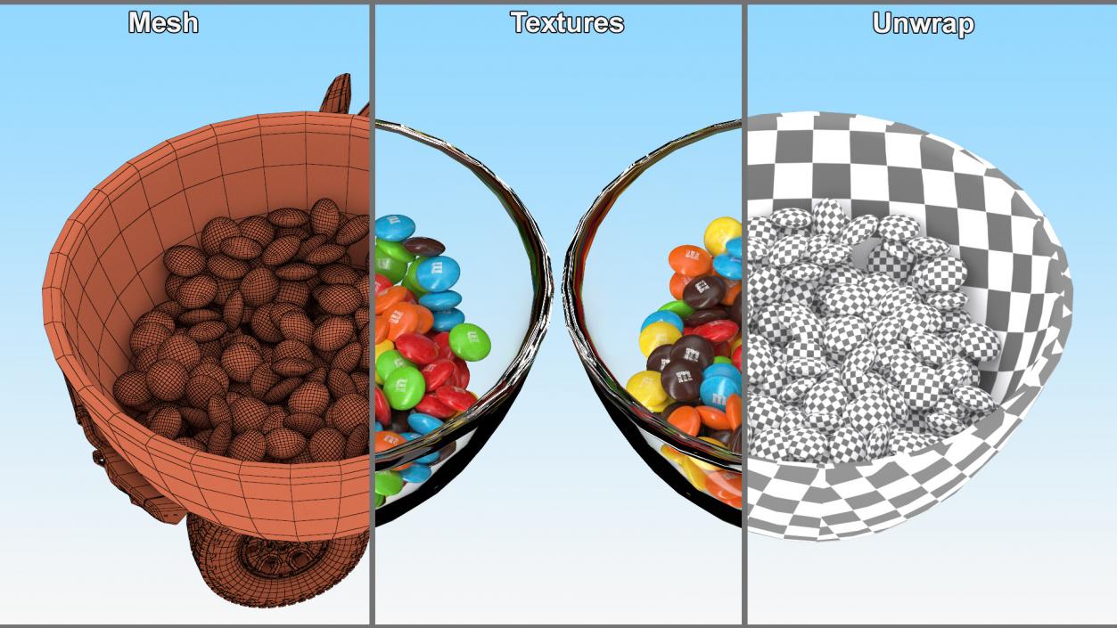 M and Ms Candies in Bowl 3D model