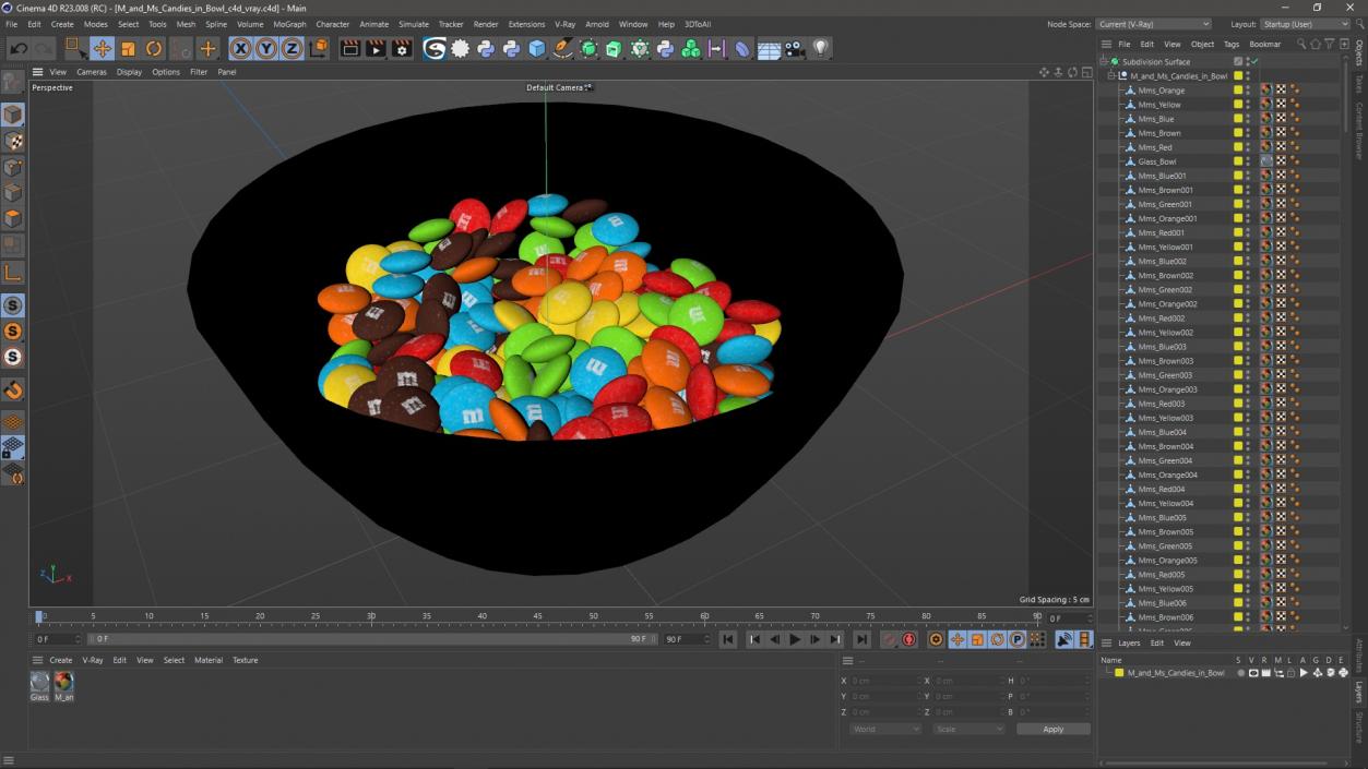 M and Ms Candies in Bowl 3D model