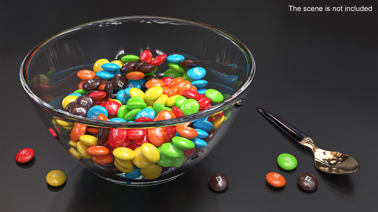 M and Ms Candies in Bowl 3D model