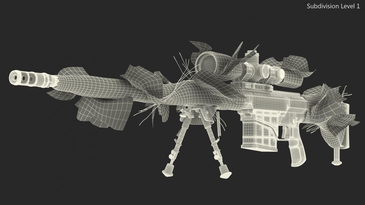 3D model Rifle Barrett 98 Bravo Ghillie Wrap