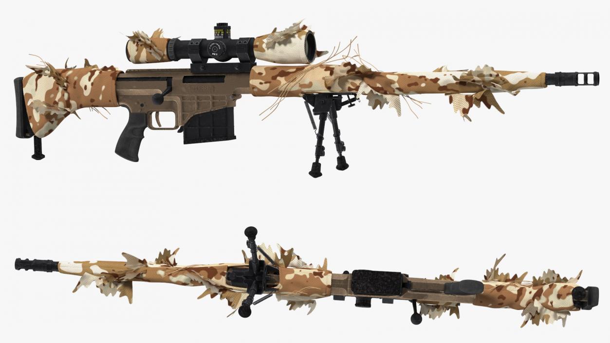 3D model Rifle Barrett 98 Bravo Ghillie Wrap