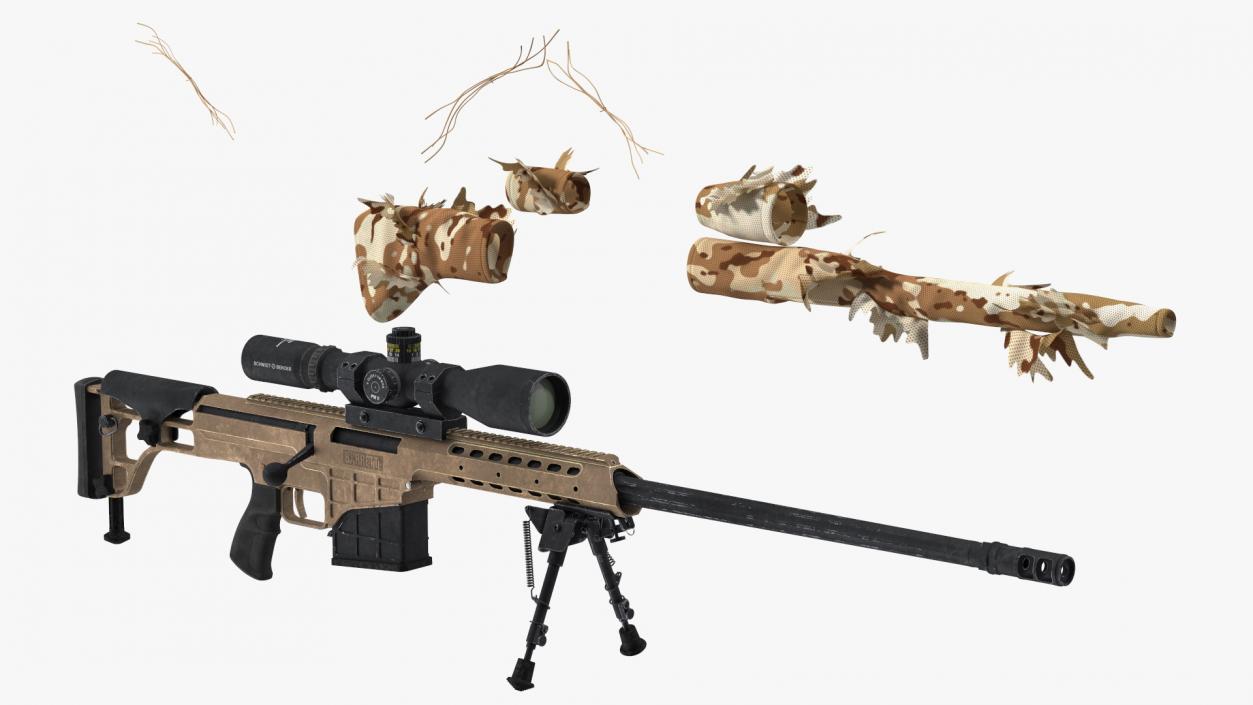 3D model Rifle Barrett 98 Bravo Ghillie Wrap