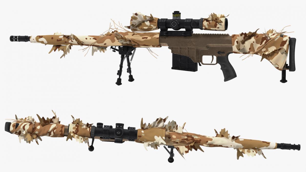 3D model Rifle Barrett 98 Bravo Ghillie Wrap