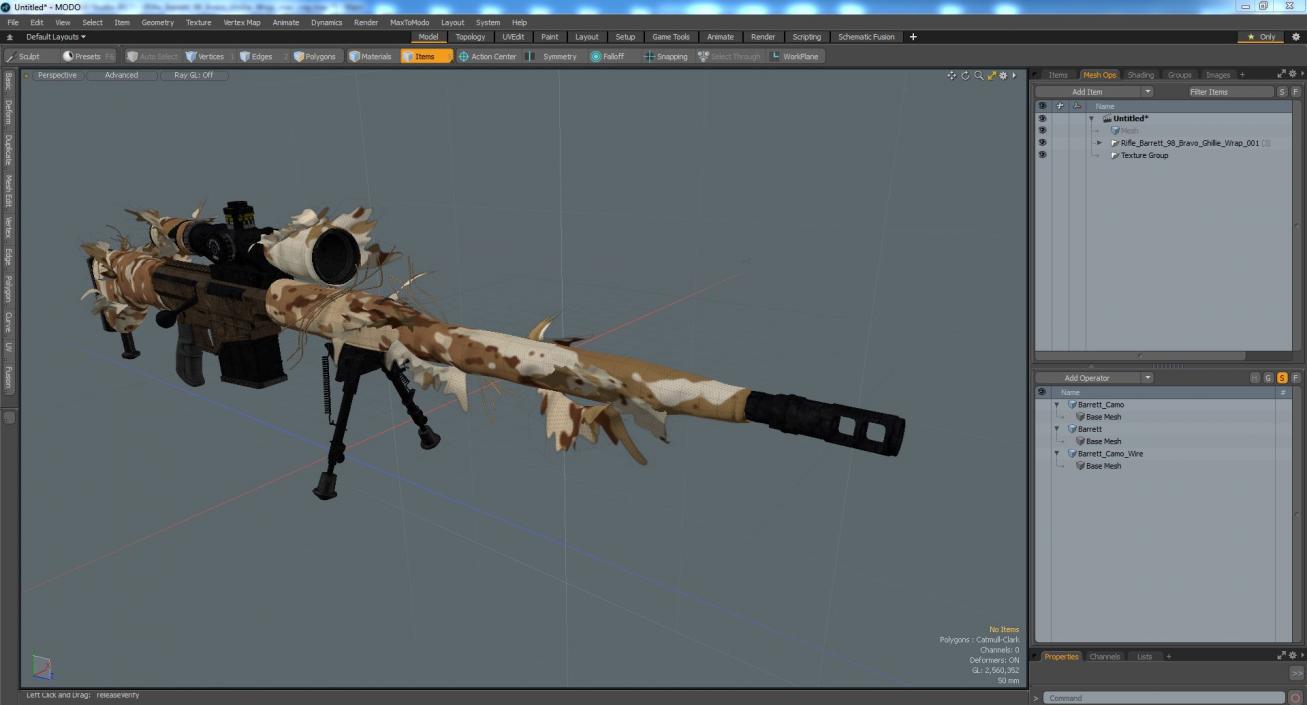 3D model Rifle Barrett 98 Bravo Ghillie Wrap