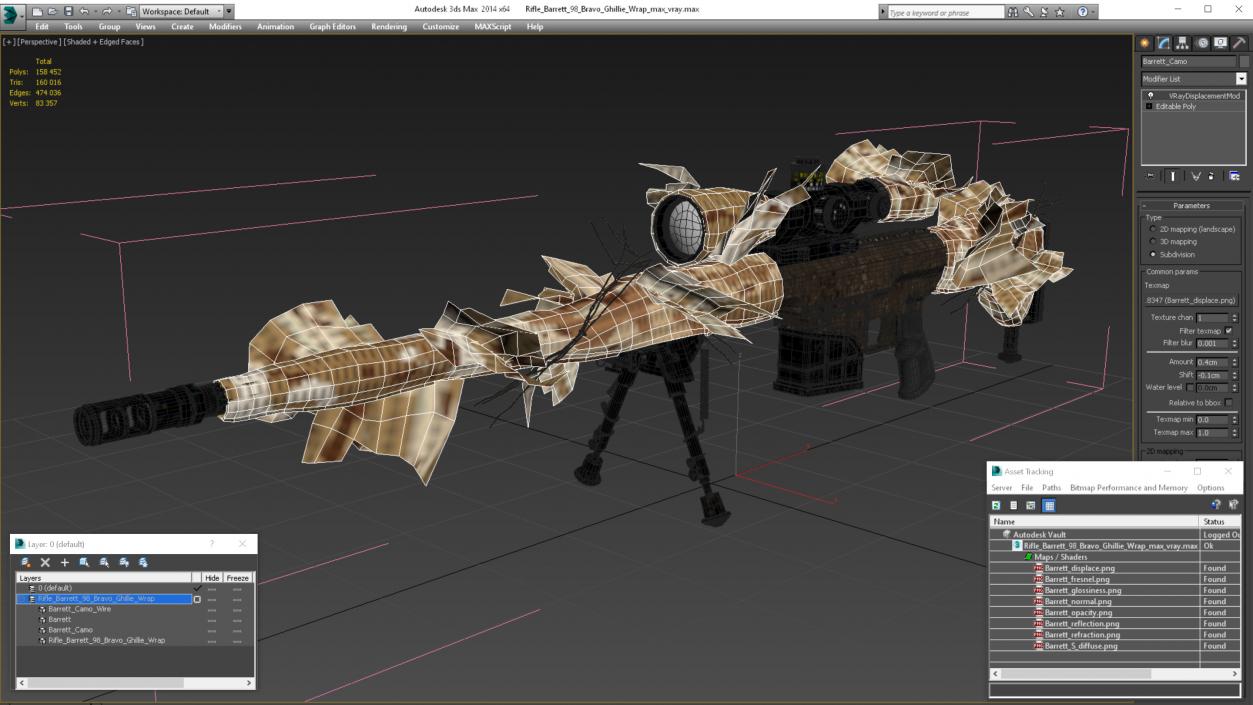 3D model Rifle Barrett 98 Bravo Ghillie Wrap