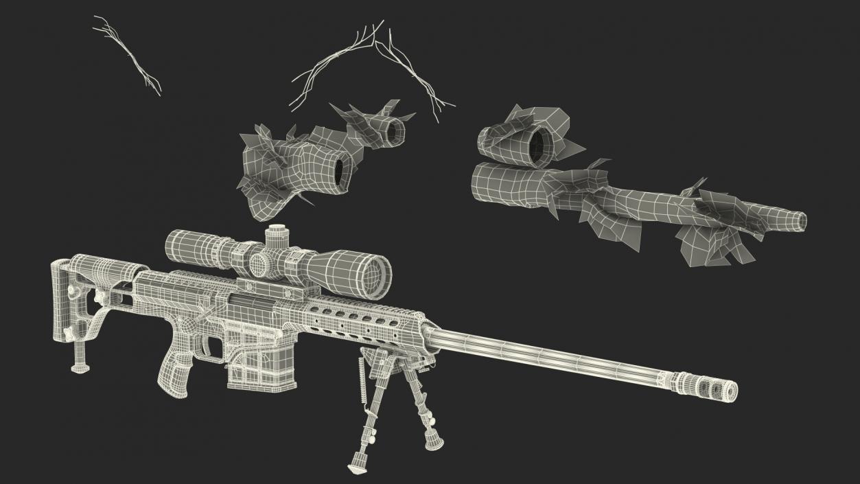 3D model Rifle Barrett 98 Bravo Ghillie Wrap