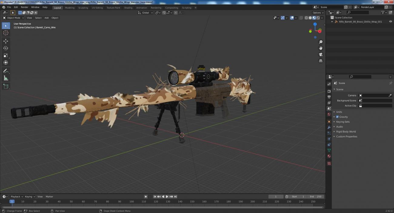 3D model Rifle Barrett 98 Bravo Ghillie Wrap