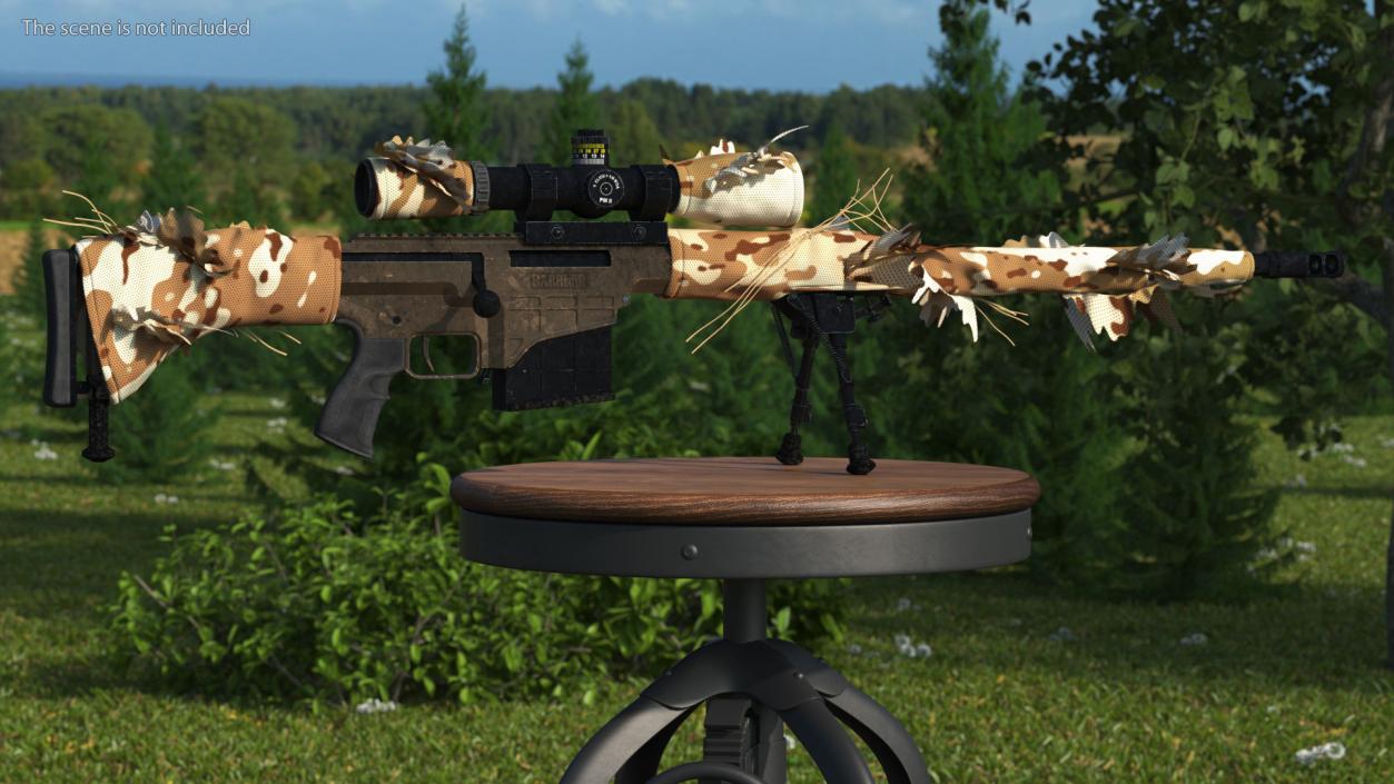 3D model Rifle Barrett 98 Bravo Ghillie Wrap