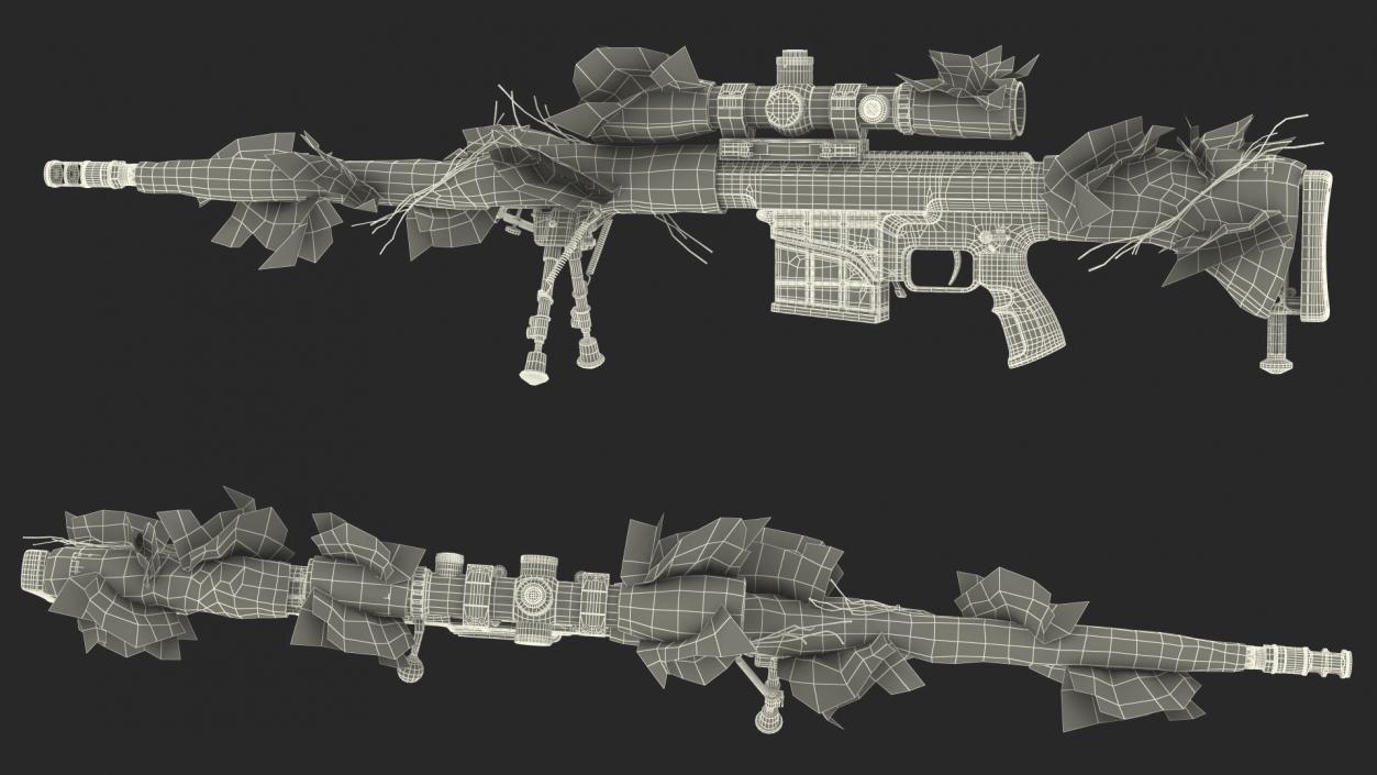 3D model Rifle Barrett 98 Bravo Ghillie Wrap