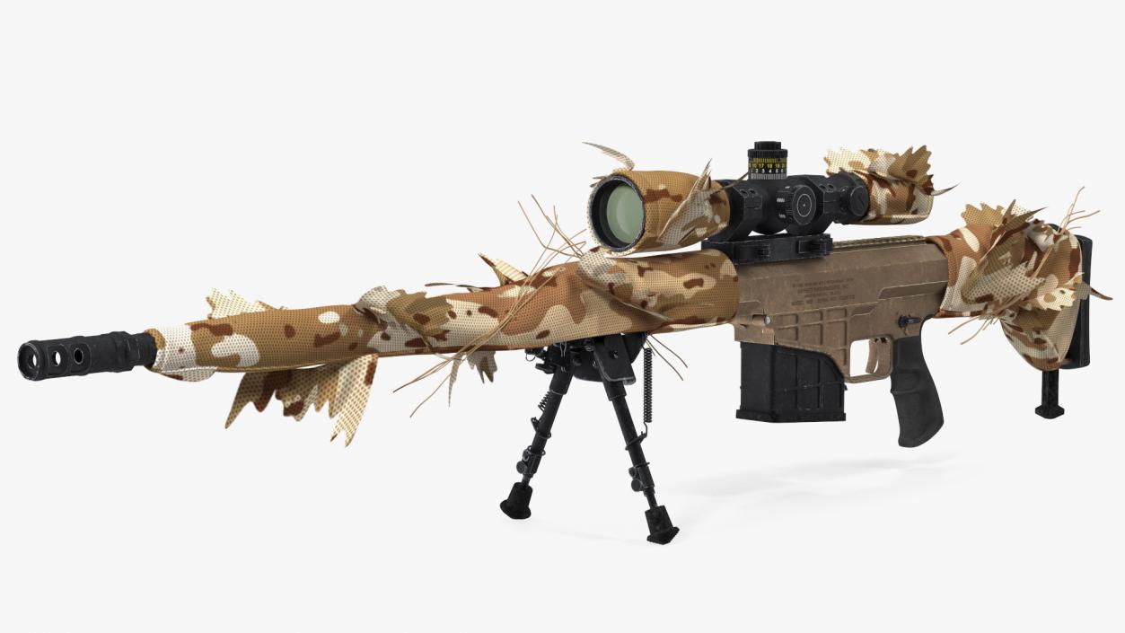 3D model Rifle Barrett 98 Bravo Ghillie Wrap