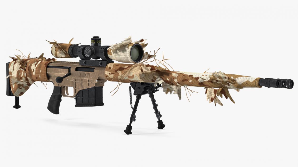 3D model Rifle Barrett 98 Bravo Ghillie Wrap