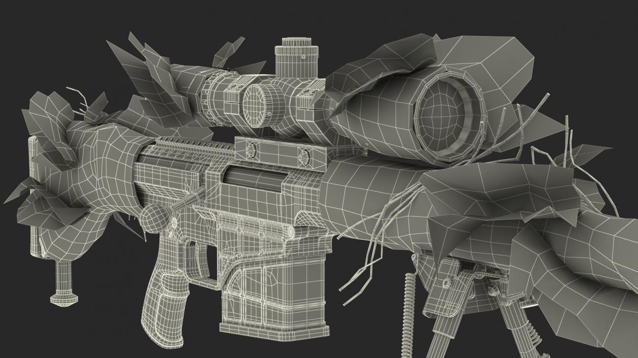 3D model Rifle Barrett 98 Bravo Ghillie Wrap