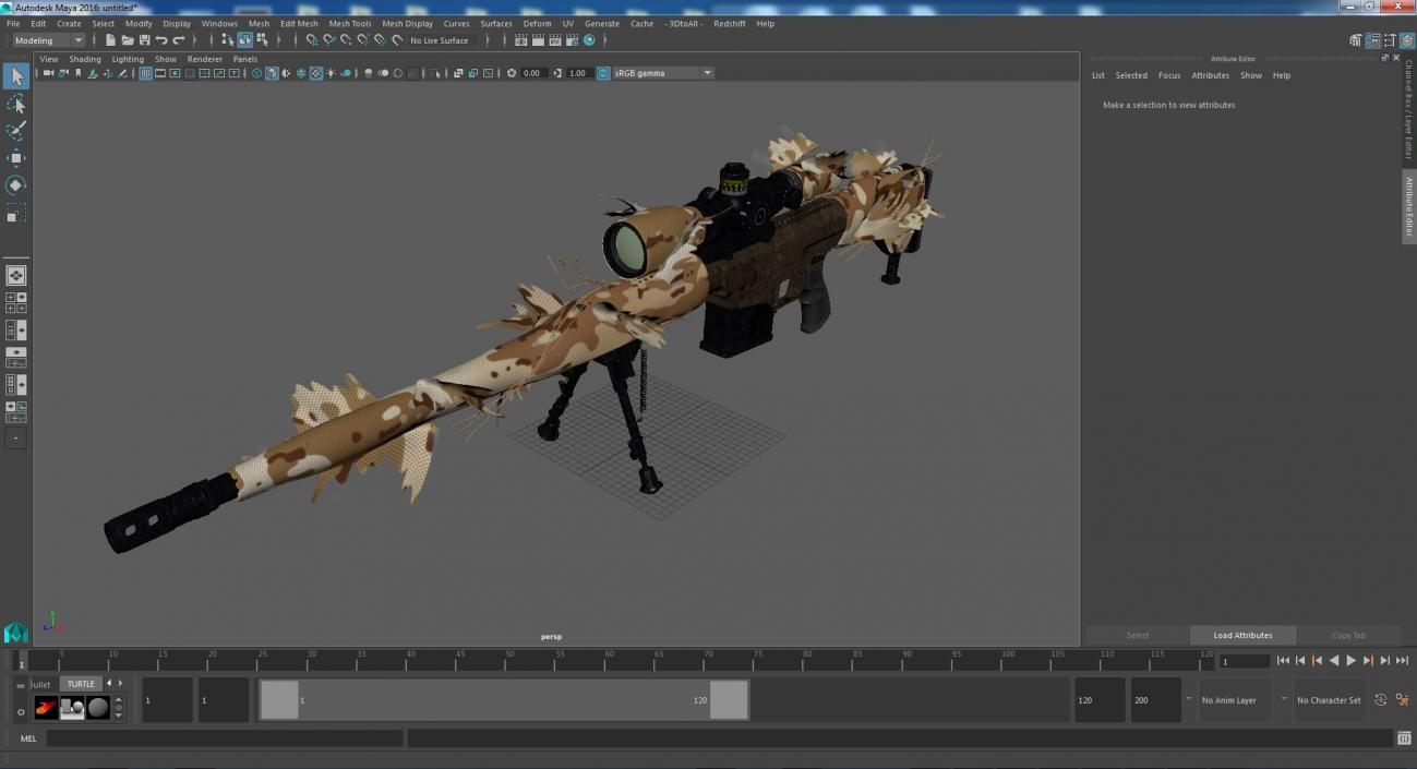 3D model Rifle Barrett 98 Bravo Ghillie Wrap