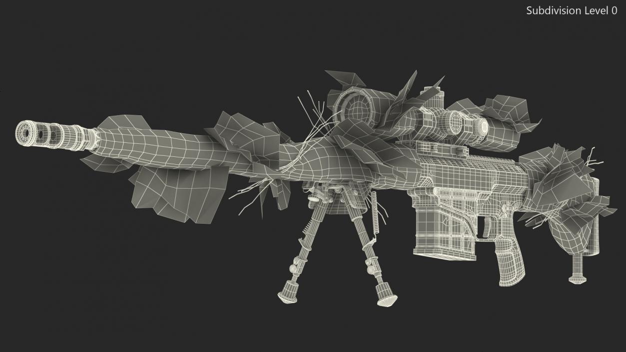 3D model Rifle Barrett 98 Bravo Ghillie Wrap