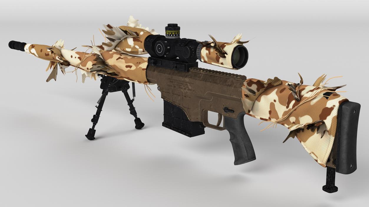 3D model Rifle Barrett 98 Bravo Ghillie Wrap