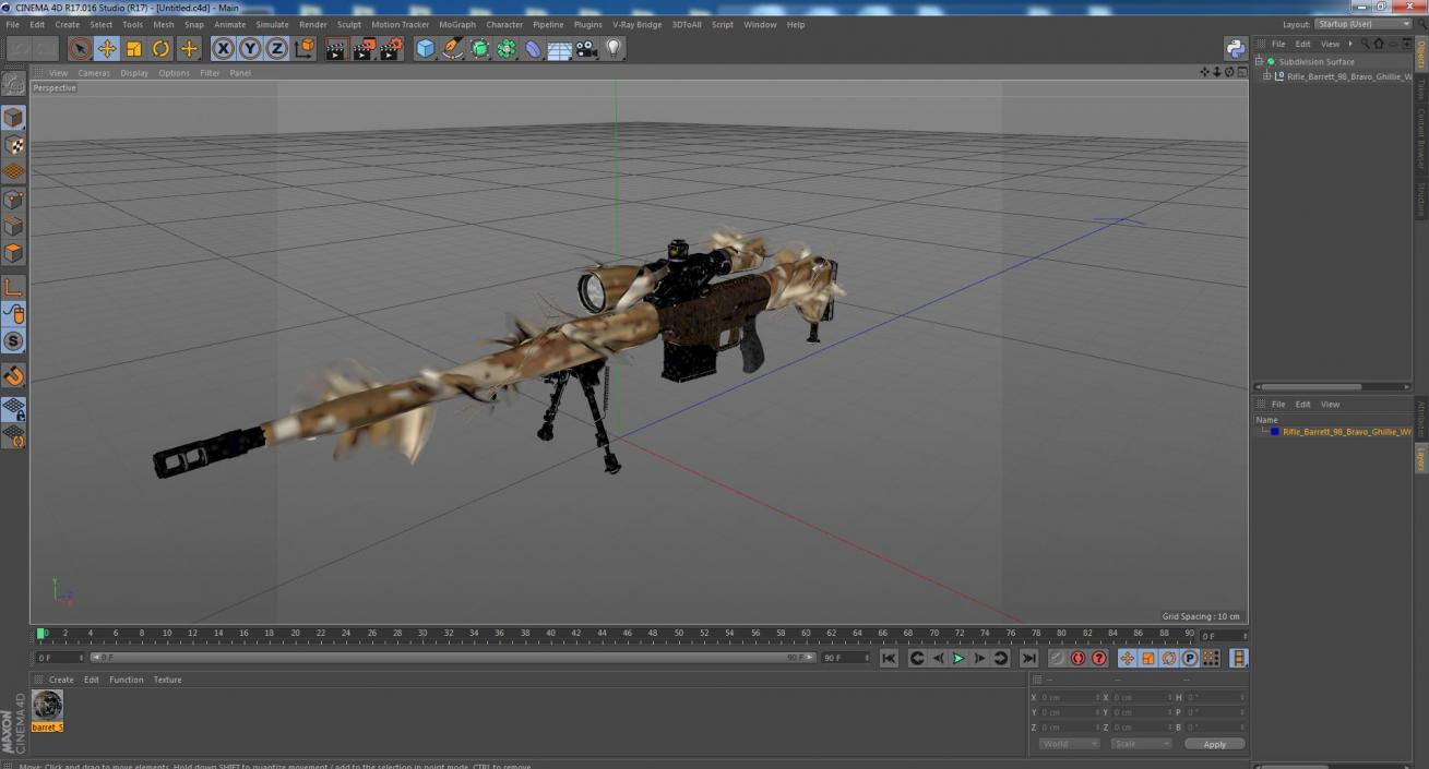 3D model Rifle Barrett 98 Bravo Ghillie Wrap