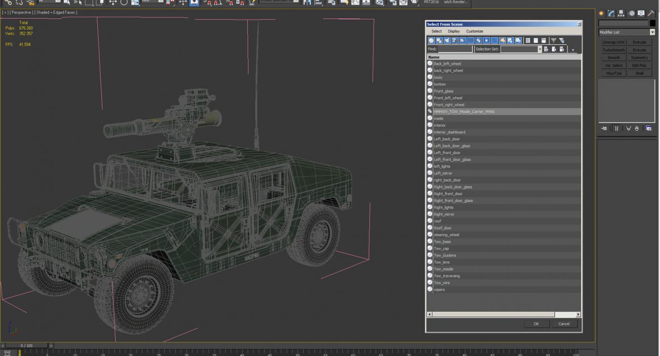 3D HMMWV TOW Missile Carrier M966 Simple Interior