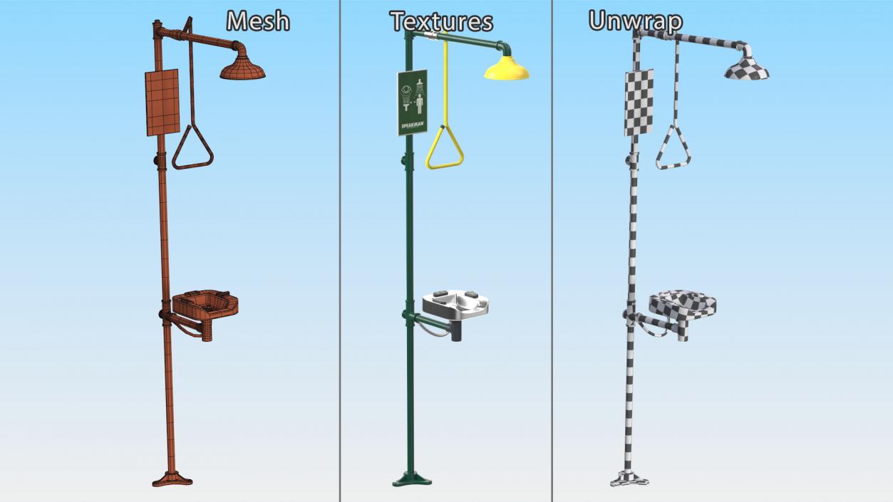 Emergency Speakman Shower Station Green 3D model