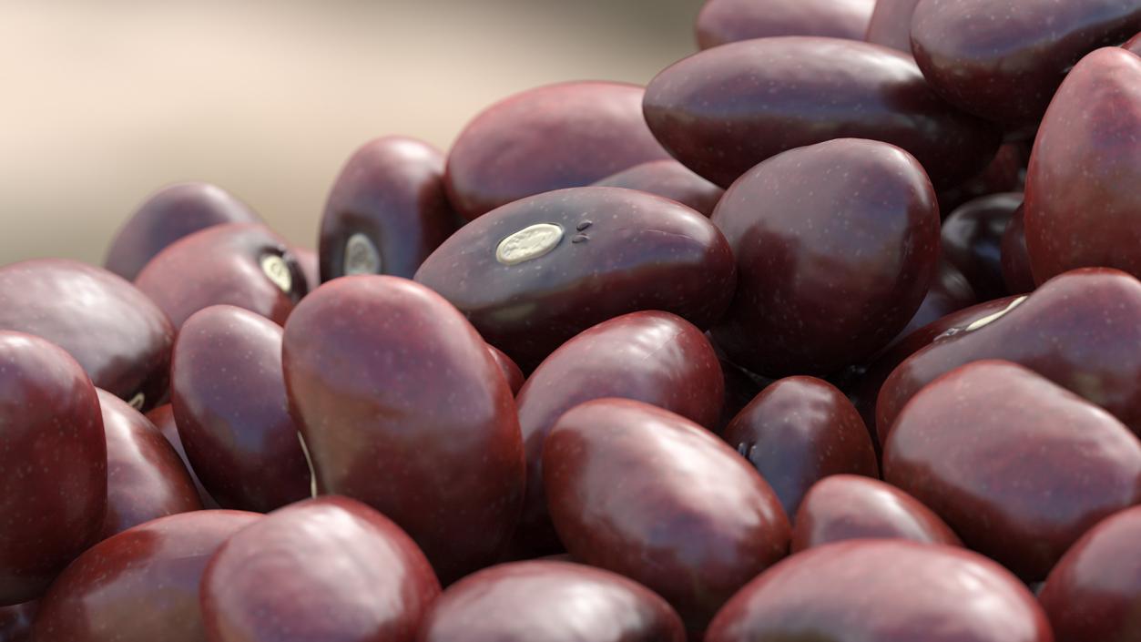 3D Dark Red Kidney Beans Pile