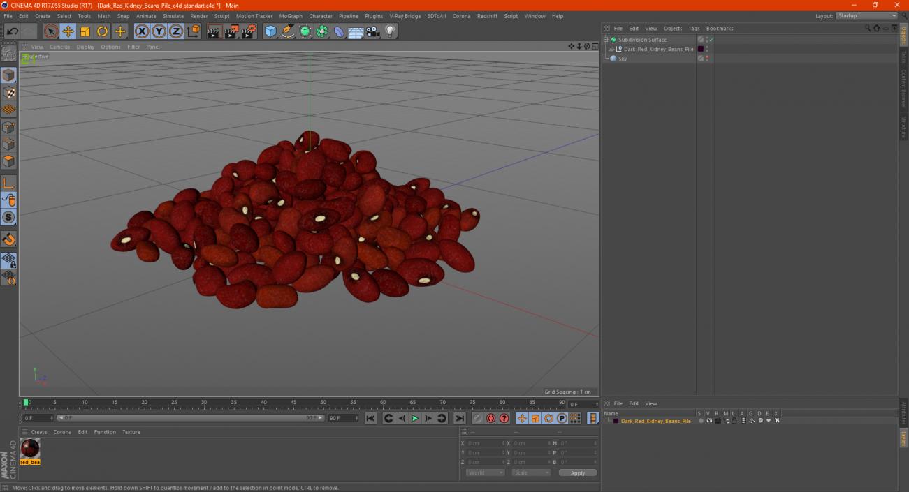 3D Dark Red Kidney Beans Pile