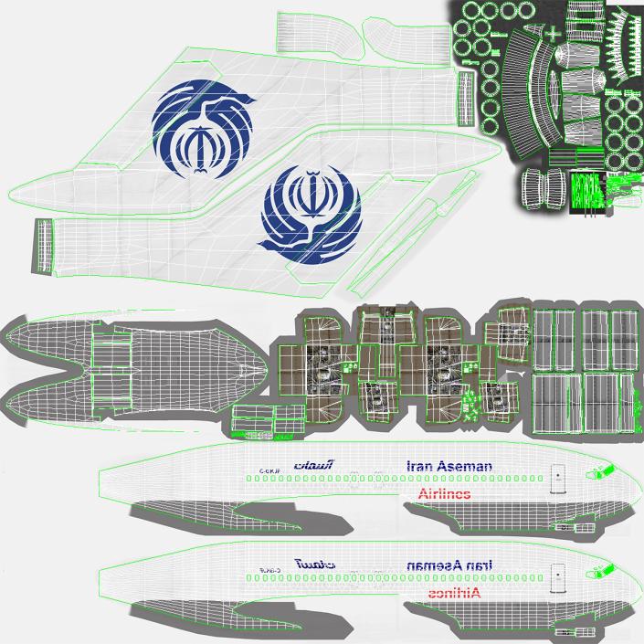 3D Commercial Airliner Boeing 727-100 Iran Aseman