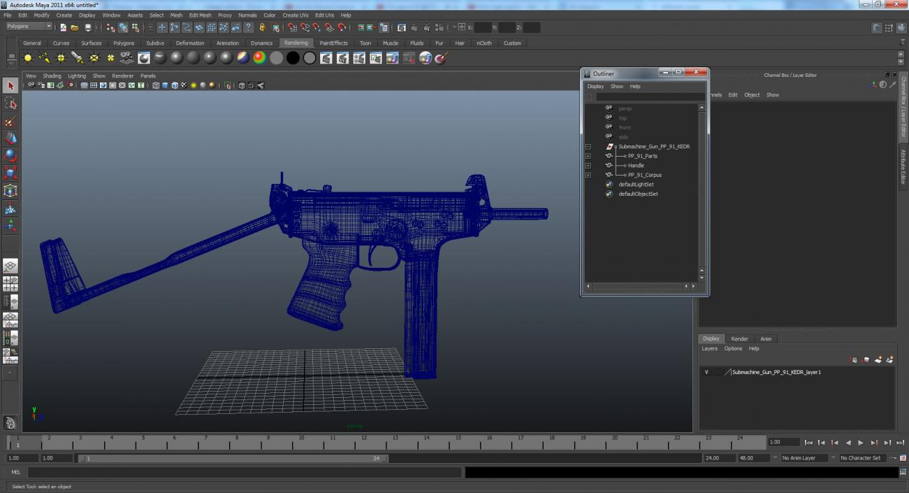 3D model Submachine Gun PP-91 KEDR