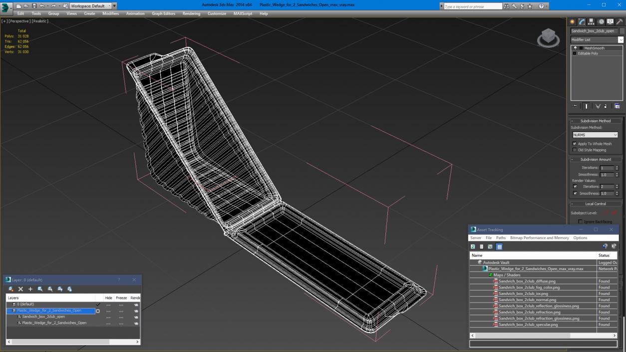 3D model Plastic Wedge for 2 Sandwiches Open