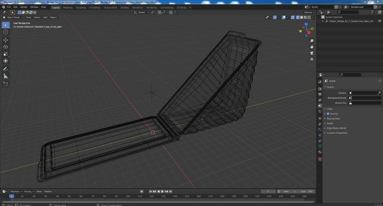 3D model Plastic Wedge for 2 Sandwiches Open