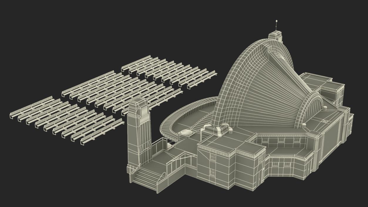 Washington Park Band Shell with Seating 3D model