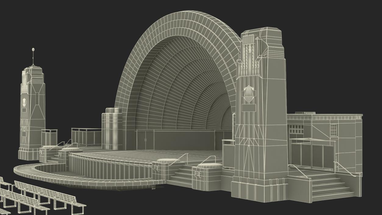 Washington Park Band Shell with Seating 3D model